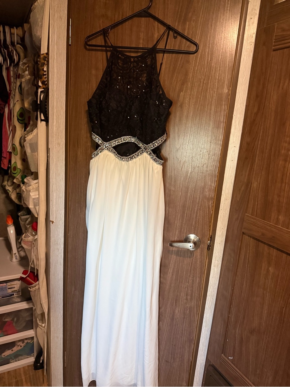 Xtraordinary Black and White Beaded Prom Gown